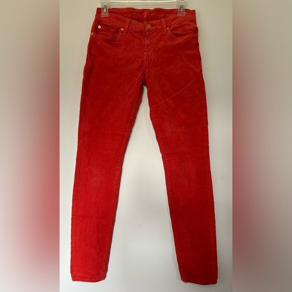 7 For All Mankind Pants - 7 for all mankind skinny corduroy red-orange crop jeans sz 26 great condition
